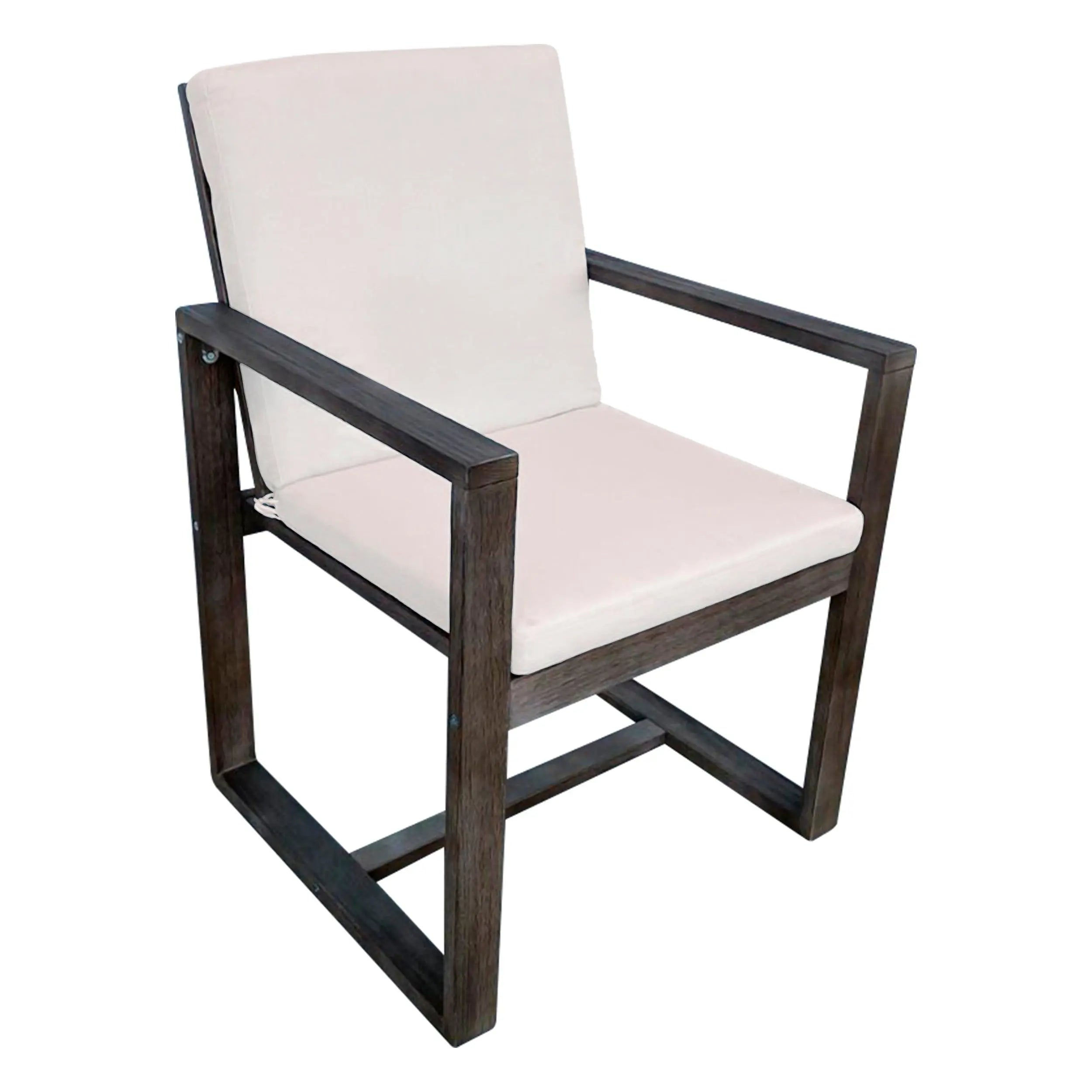 Hudson Black Wood Indoor Outdoor Armchair with White Cushions