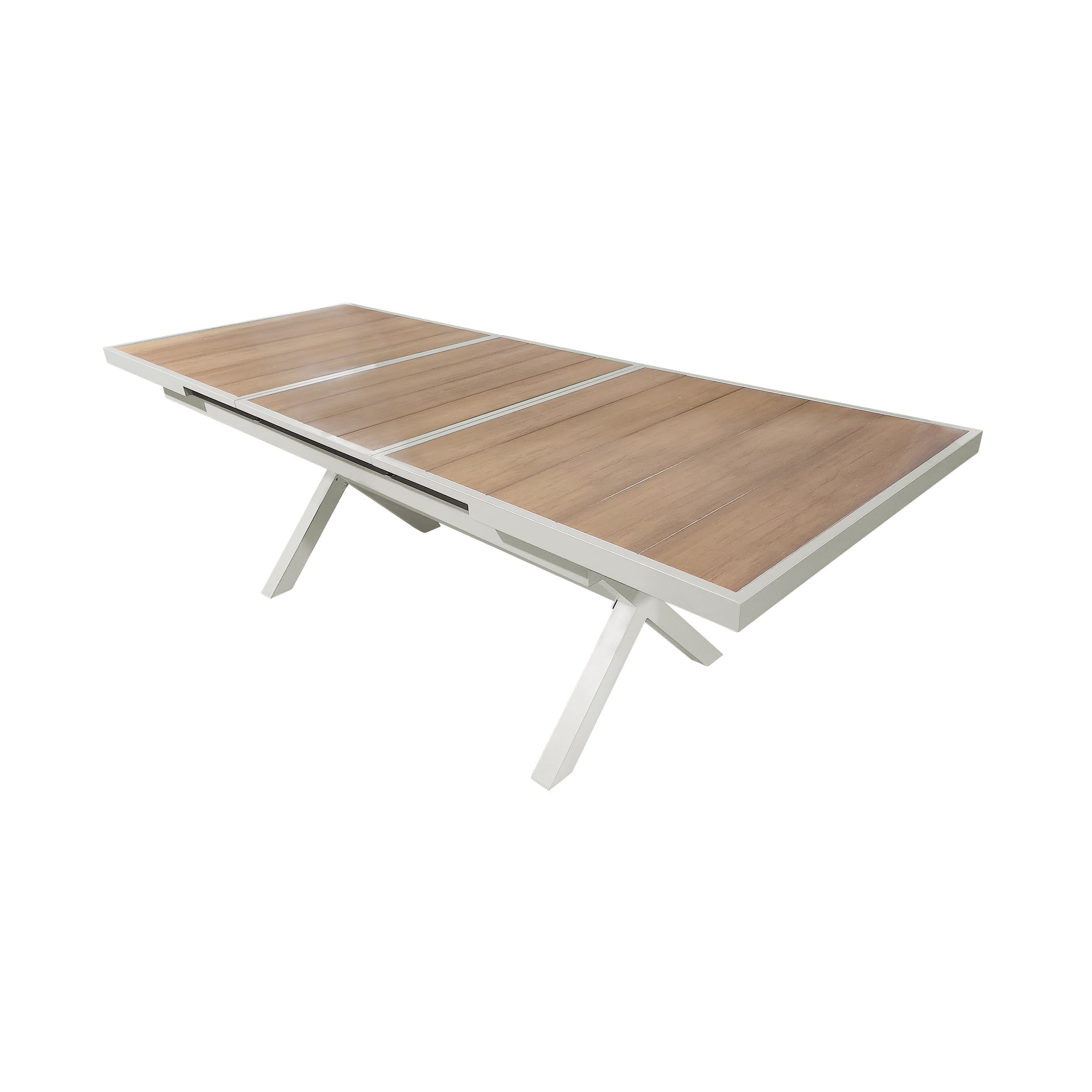 Jacinta Expandable Champagne Aluminum Outdoor Dining Table with Polywood Top