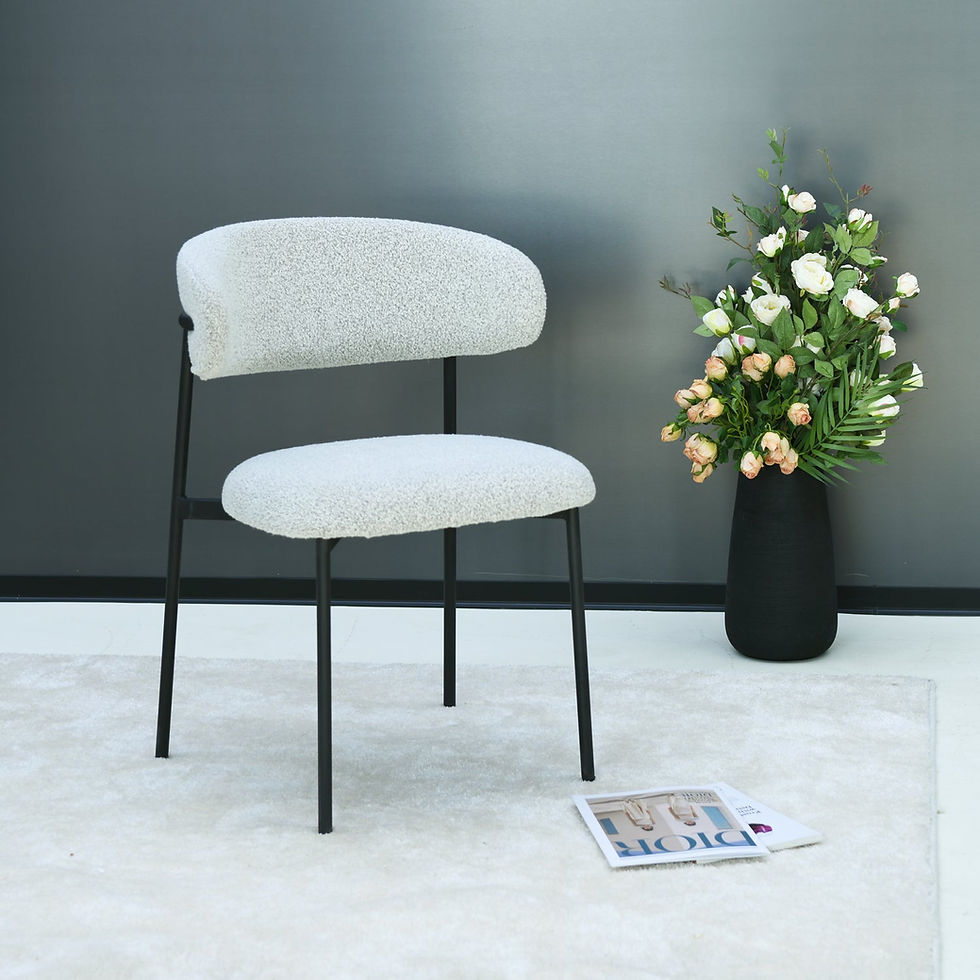 Miniatura: Elegant Fiji Boucle Upholstered Dining Chair with Powder Coated Steel Legs