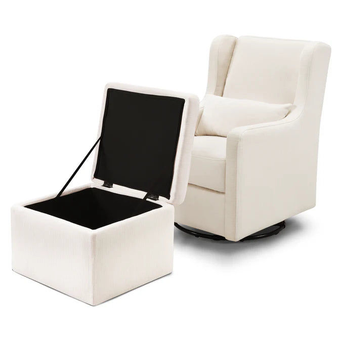 Thumbnail: Ergonomic Swivel Glider Nursery Chair with Storage Ottoman