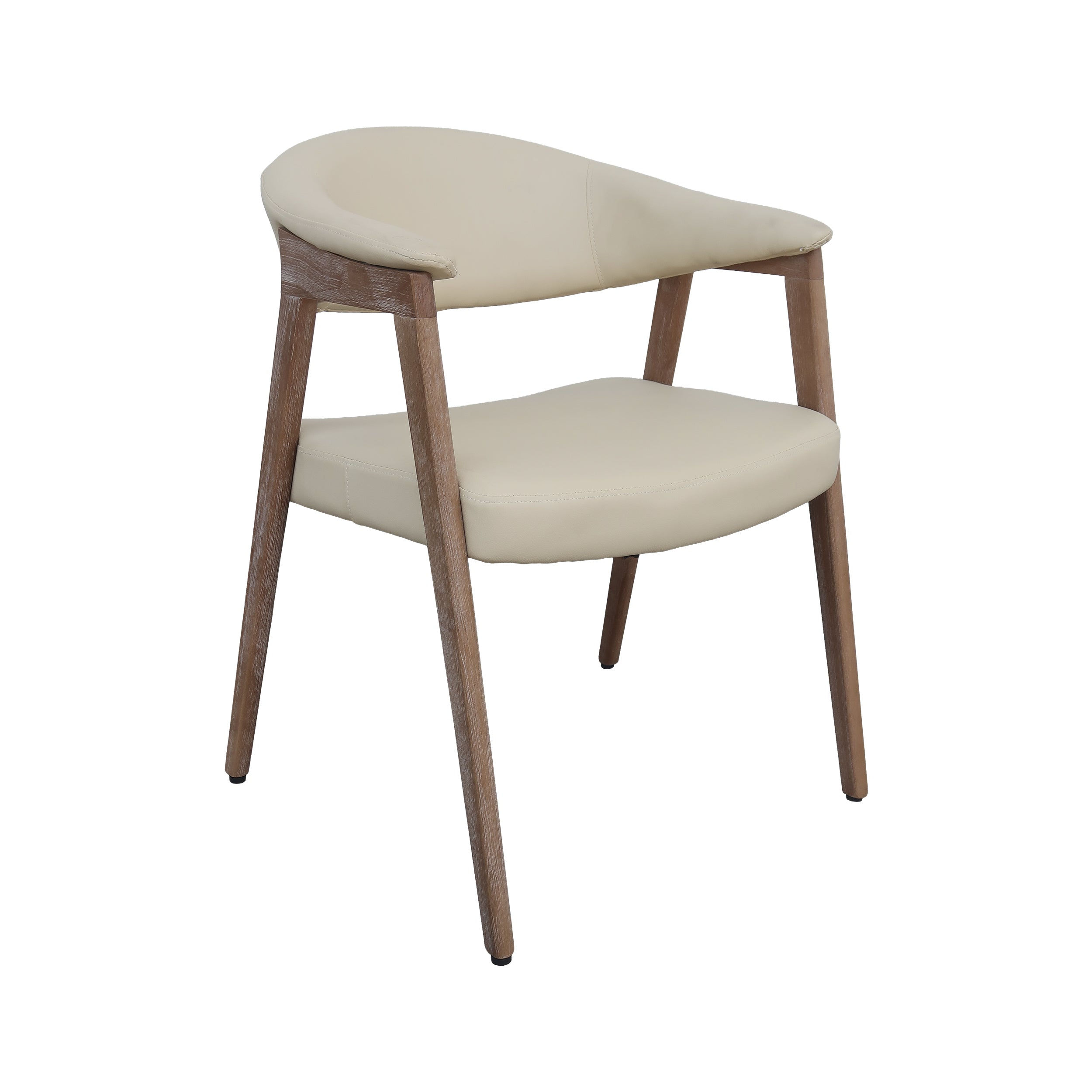 Premium Elm Wood Dining Chair with Cream PU Cushion