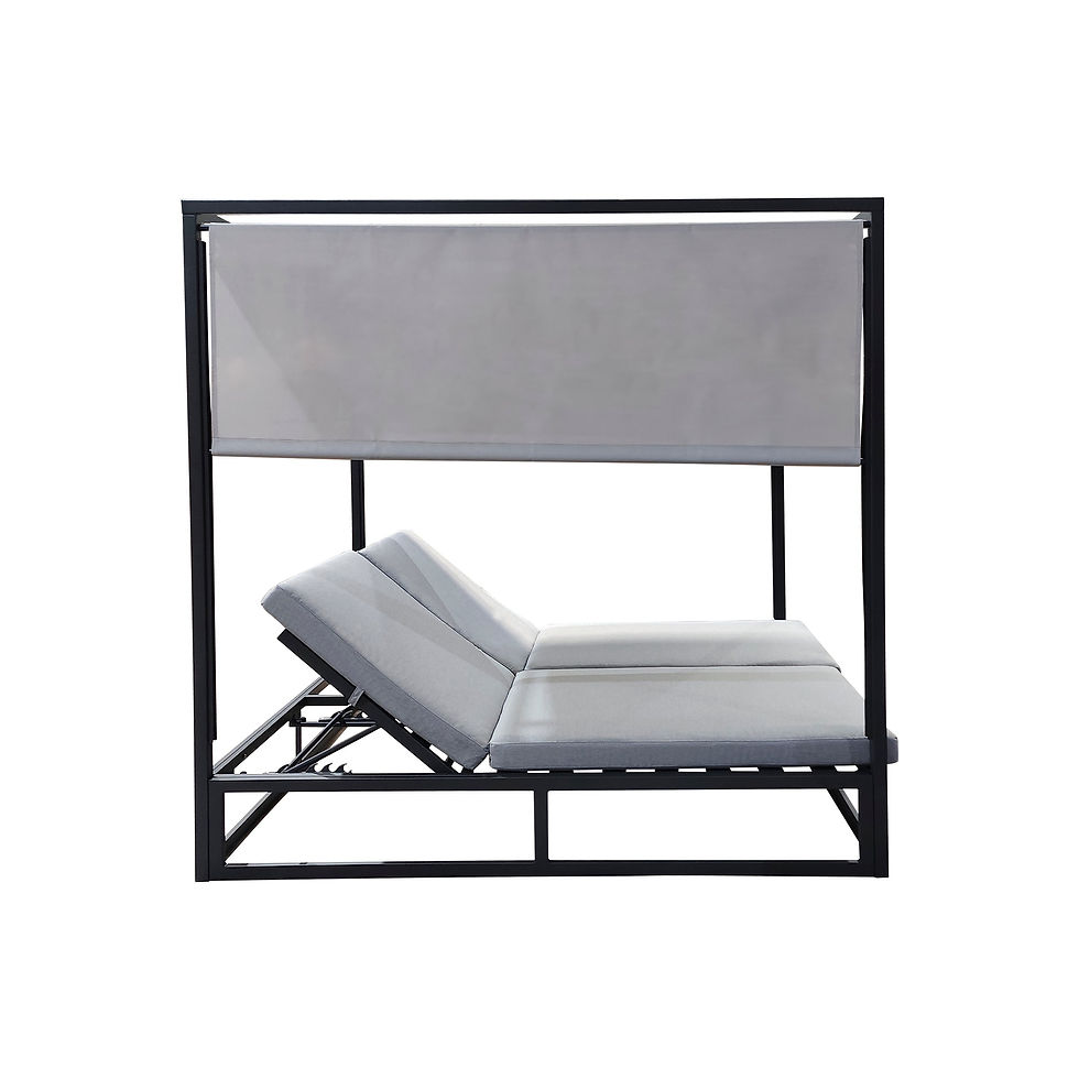 Miniatura: Double Outdoor Aluminum Sun Lounger with Charcoal Textilene Canopy