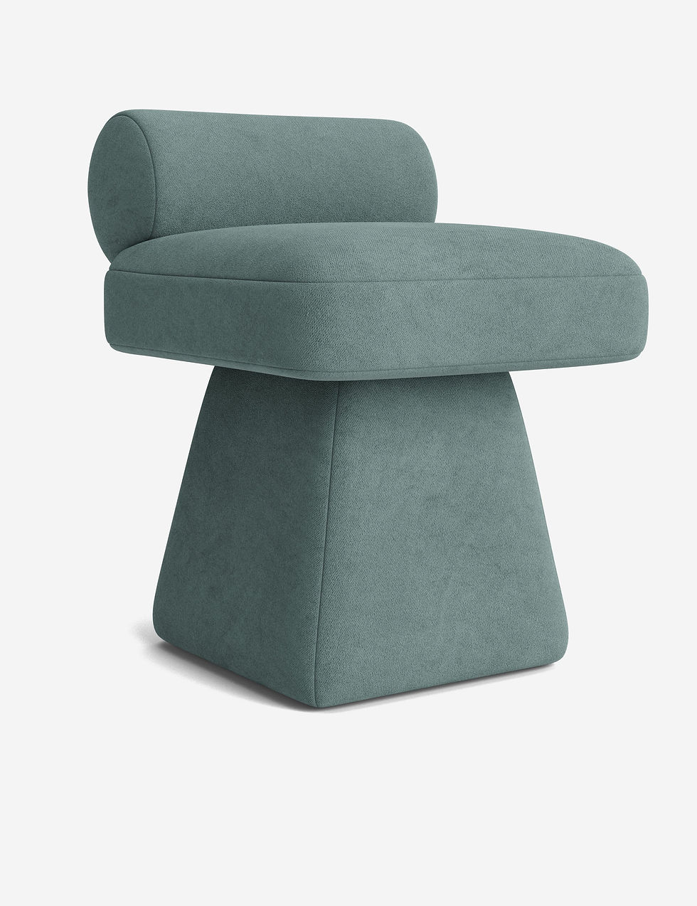 Miniatura: Hazen Upholstered Stool with Faceted Base and Rounded Backrest
