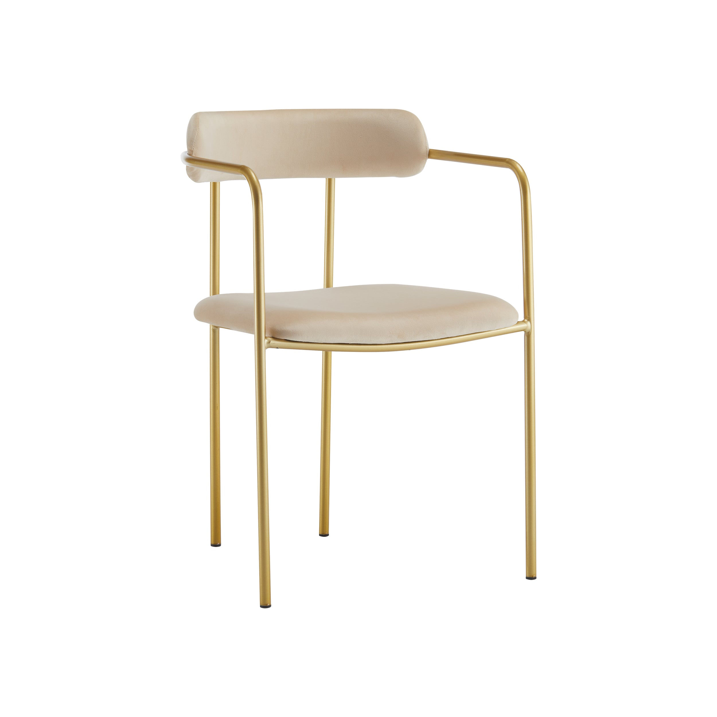 Beige Velvet Ares Dining Chair with Tapered Metal Legs