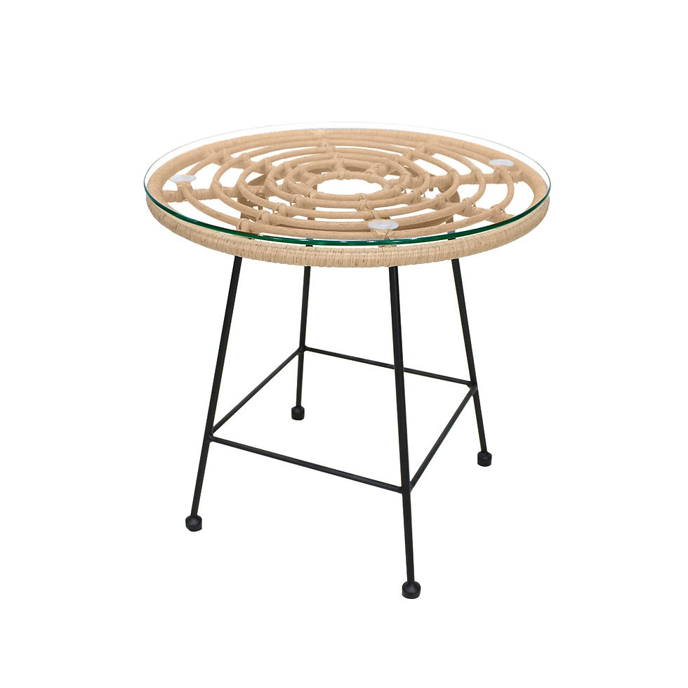 Thumbnail: Round Silveri Outdoor Synthetic Rattan Coffee Table with Glass Top