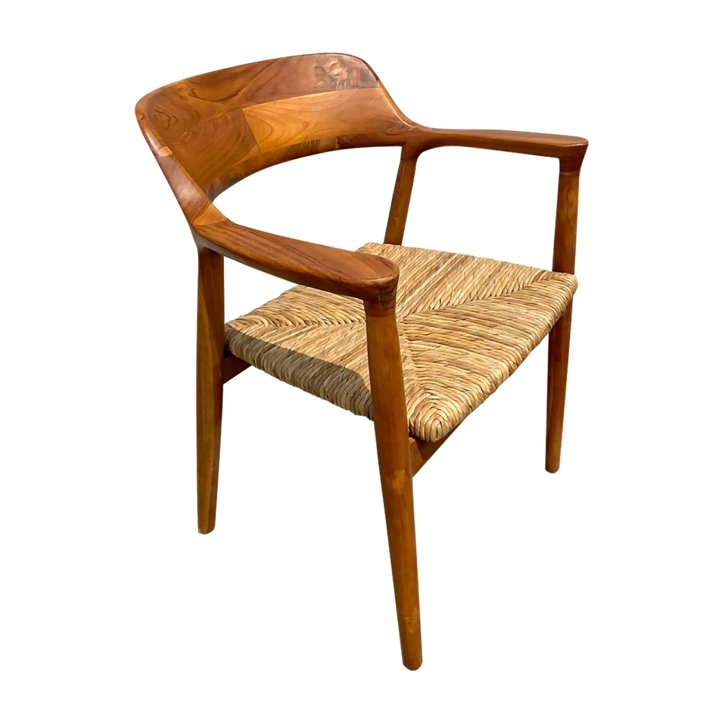 Kennedy Natural Teak Wood Dining Chair with Rattan Seat