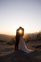Romantic golden hour elopement portraits in the Sierra Nevada mountains.