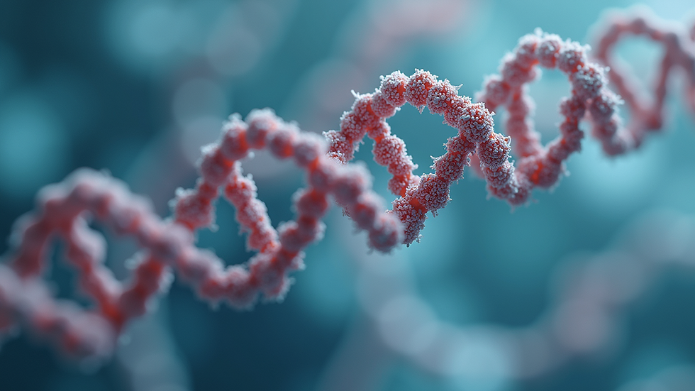 Close-up view of peptide structure model
