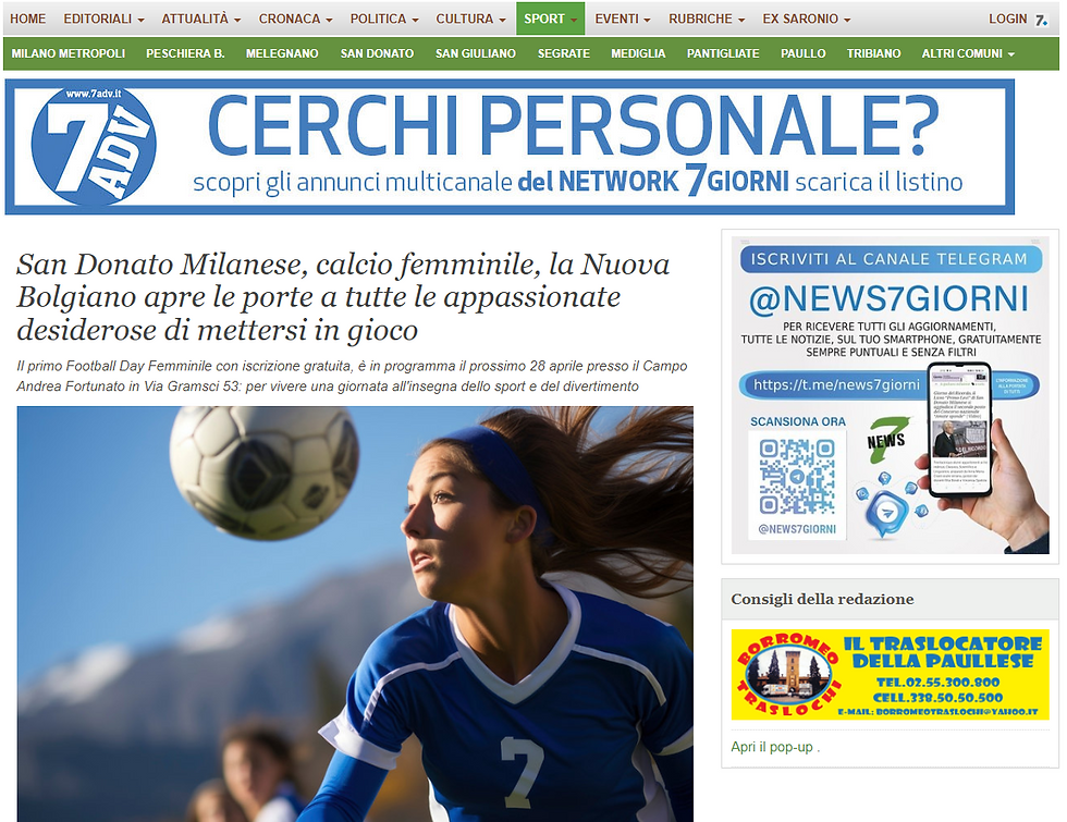Il calcio femminile al centro dell'attenzione nei comuni del Sud Est milanese