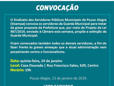 Sisempa convoca servidores para mobilização contra extinção da Guarda