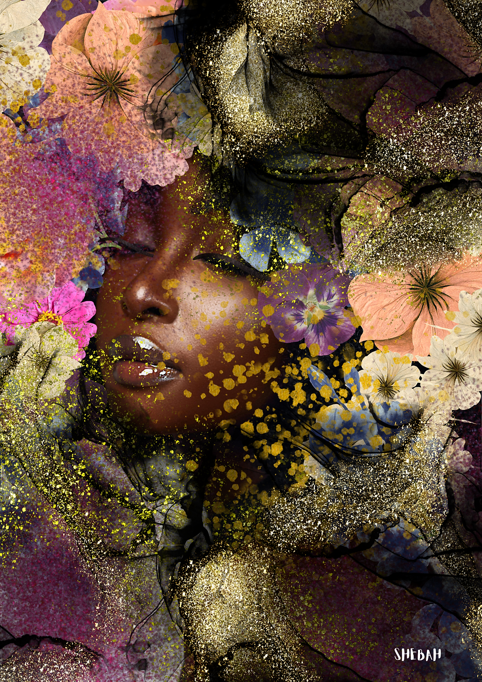 Portrait féminin ,femme africaine, contemporain, , œuvre d’art mural originale,