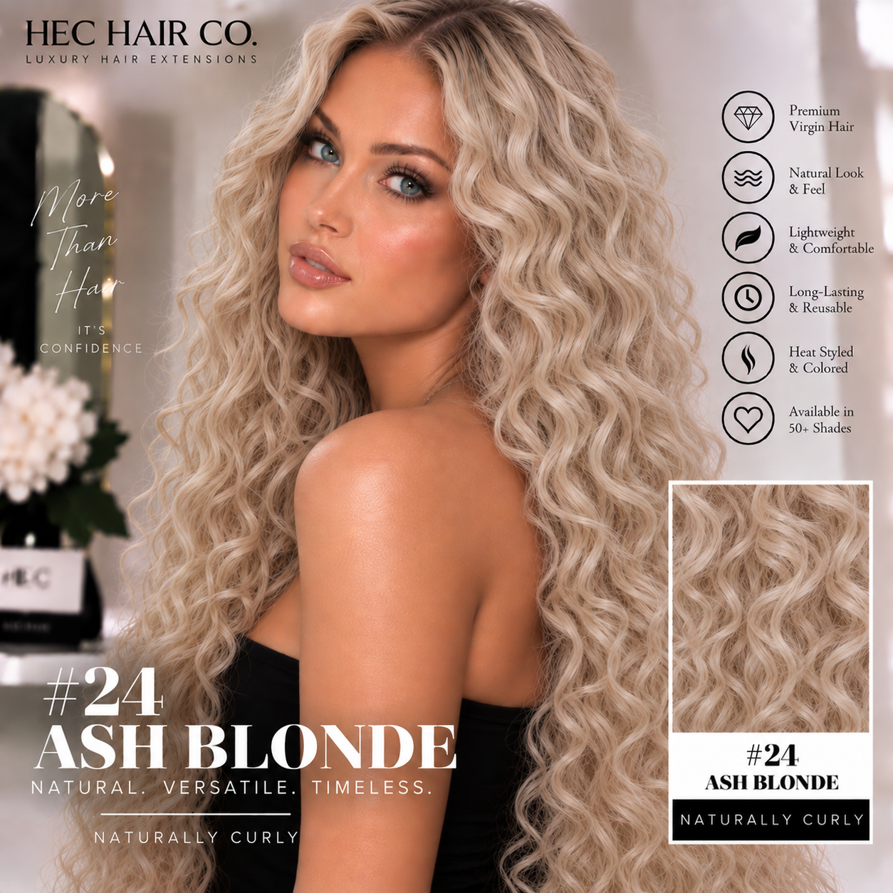 HEC Hair #24 Ash Blonde Naturally Curly