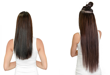 Keratin extension before-and-after comparison