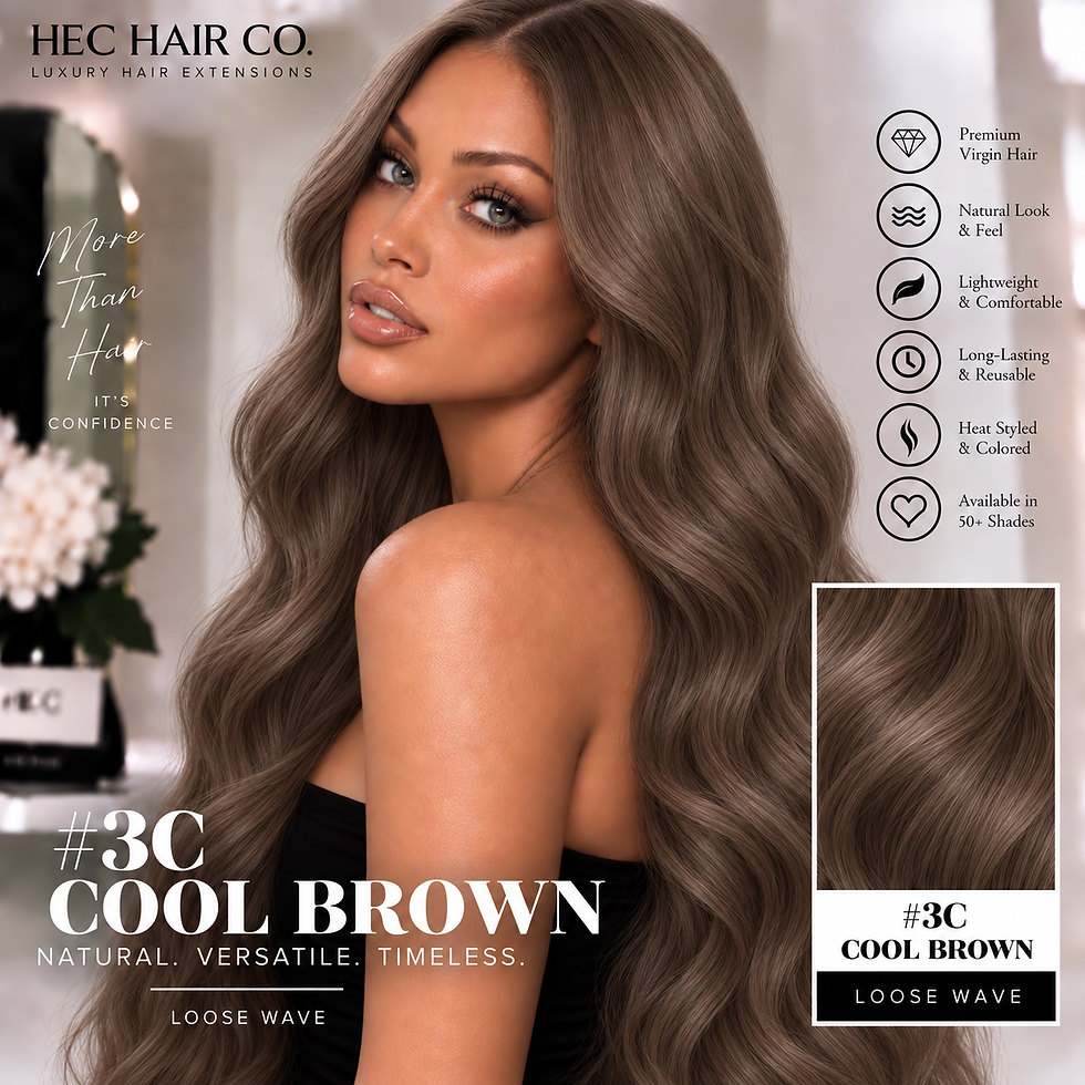 HEC Hair #3C Cool Brown Loose Wave - Mushroom Brown