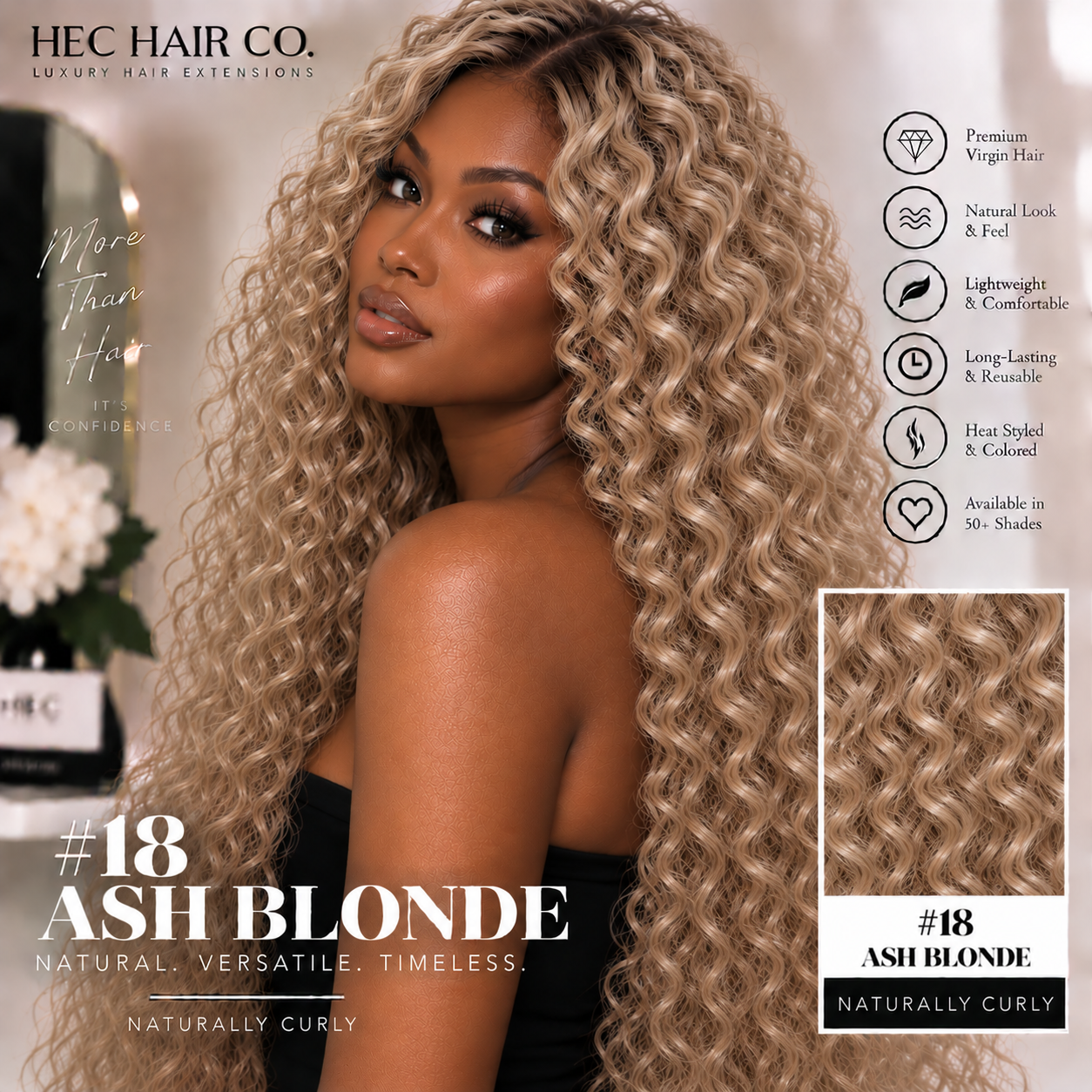 HEC Hair #18 Ash Blonde Naturally Curly
