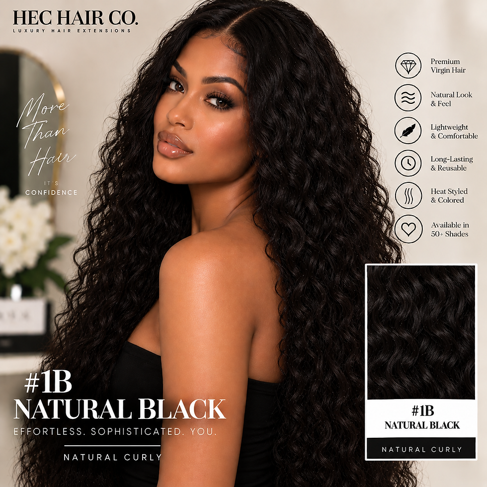 HEC Hair #1B Natural Black Naturally Curly