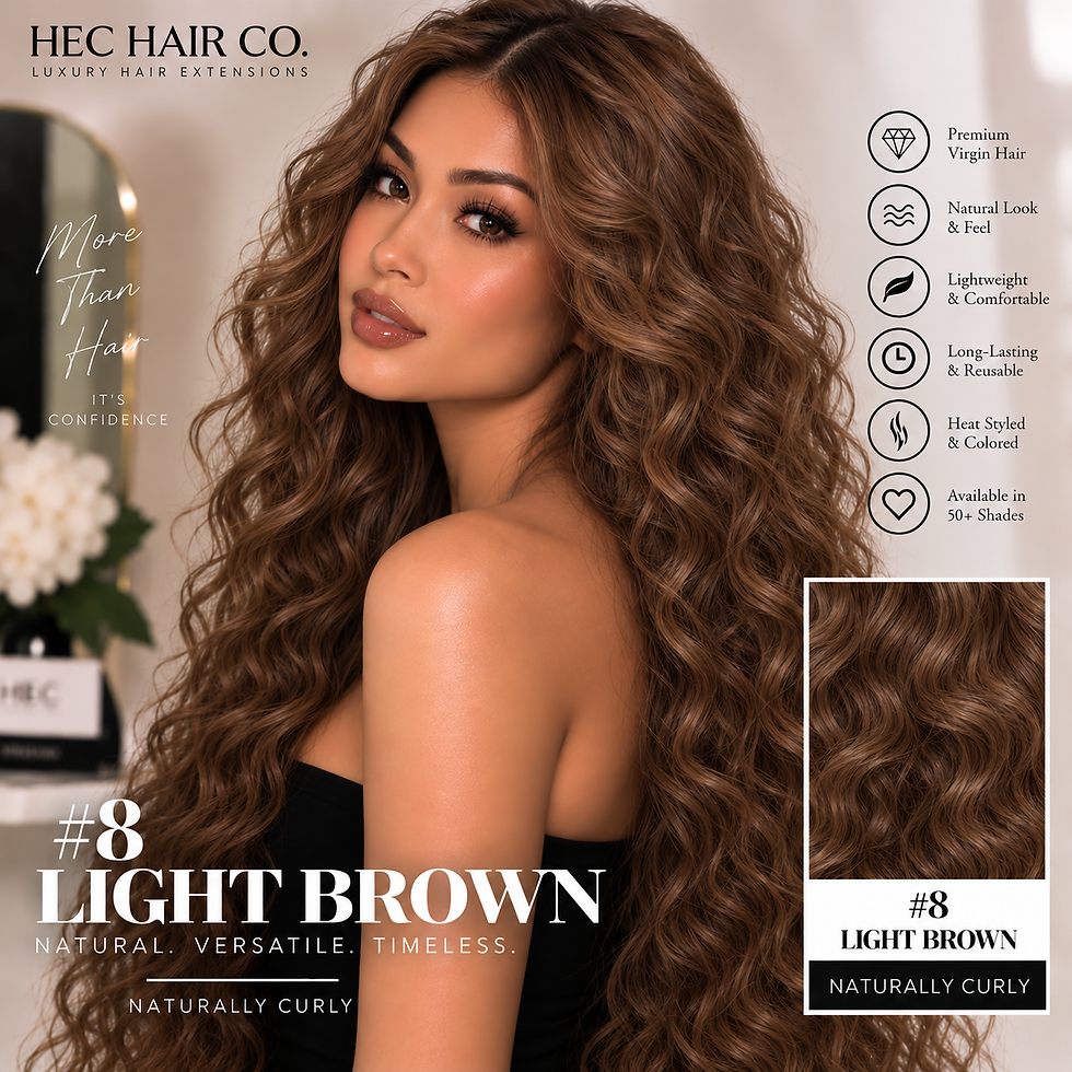 HEC Hair #8 Light Brown Naturally Curly