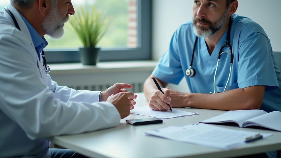 Eye-level view of a healthcare provider discussing treatment options with a patient