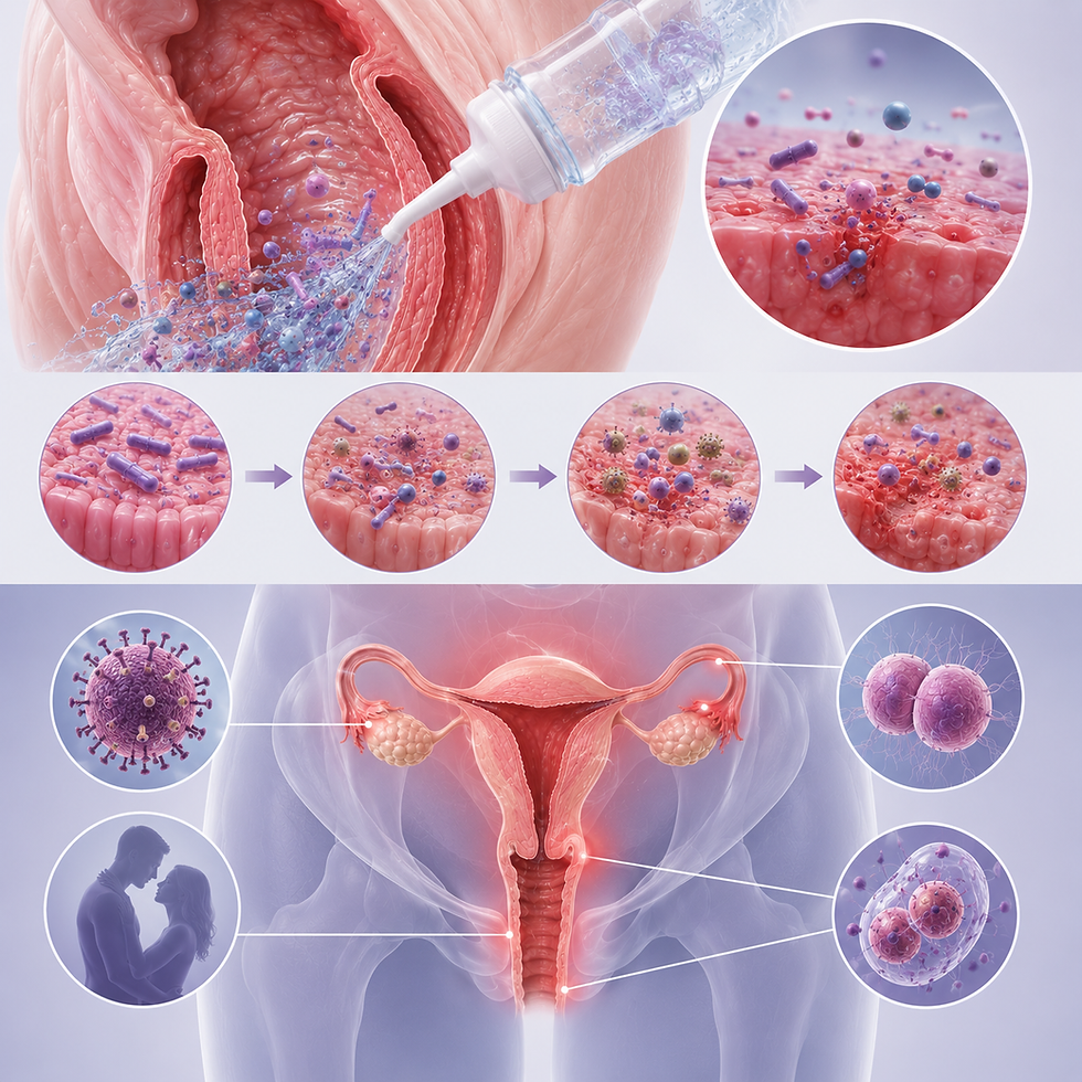 Woman learning about vaginal dysbiosis, vaginal microbiome imbalance, recurring BV, yeast infections, and recurrent UTIs