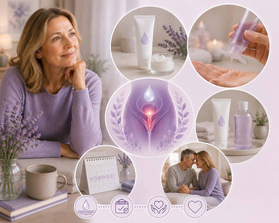 Woman learning about vaginal atrophy, GSM, menopause-related bladder symptoms, recurrent UTIs, and treatment options
