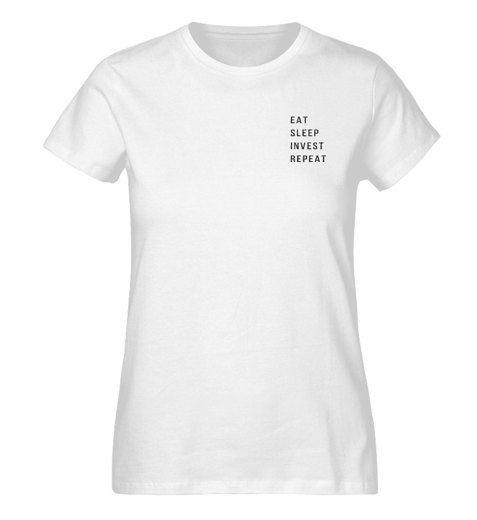 Miniaturbild: Eat Sleep Invest Repeat. Weiß. Stick. Mädels