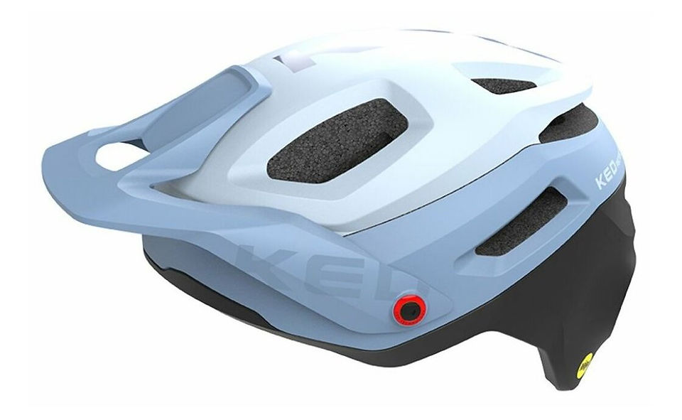 hellblauer Fahrradhelm