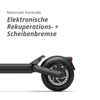 schwarzer e-Scooter Hinterrad mit Scheibenbremse