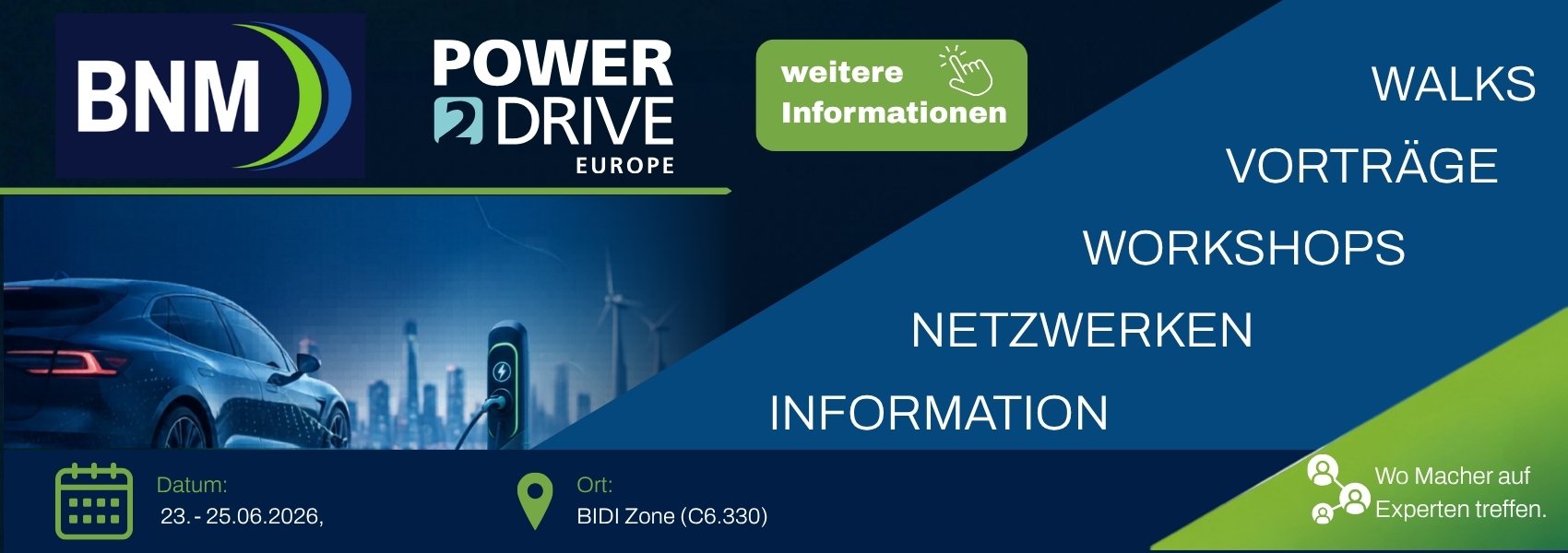 Banner Ankündigung Messe Power2Drive