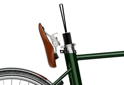  e-Bike Detailansicht nach hinten geklappter Sattel und herausnehmbaren Akku aus dem Sattelrohr