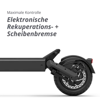 schwarzer e-Scooter Hinterrad mit Scheibenbremse