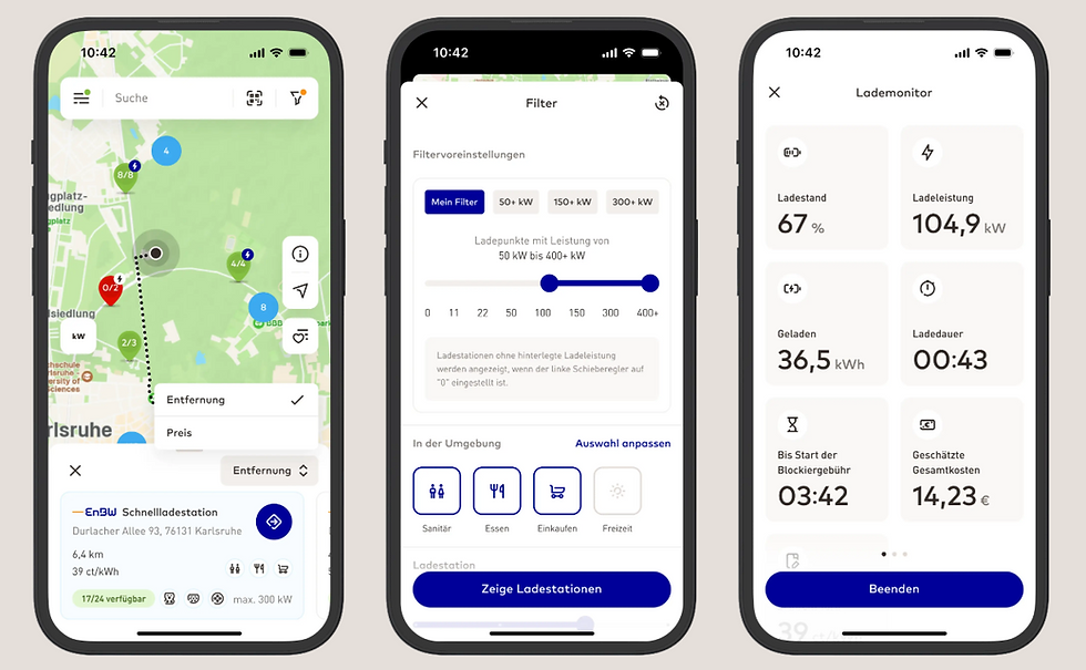Drei Screenshot Routenplaner
