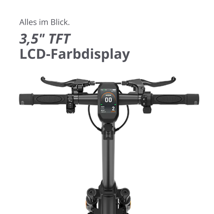 schwarzer e-Scooter Lenker mit Display