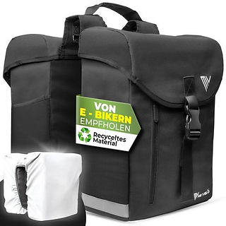 schwarze Fahrradtasche mit Hinweis für e-Bikes