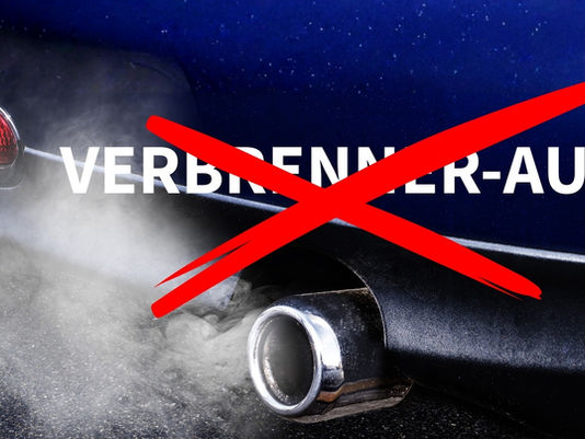 auspuff mit Schrift Verbrenner-Aus