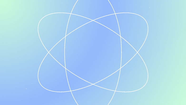 KI generierte Formen und Kreise, die sich bewegen auf mint-grünem Hintergrund