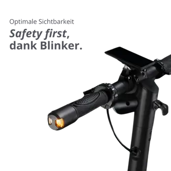 schwarzer e-Scooter Lenkerenden mit Blinkern