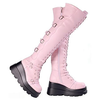 Pink Platform Knee High Boots