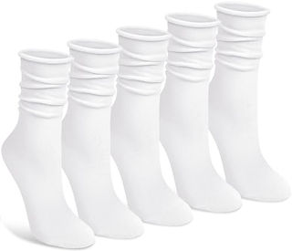 Chalier Slouchy White Crew Socks