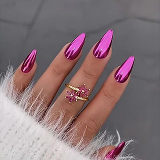 KQueenest Purple Chrome Almond Nails