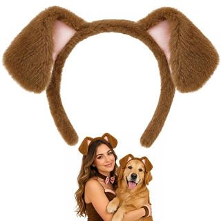 OIWLCI Dark Brown Dog Ears Headband, Golden Retriever Ears, Cosplay Puppy Ears Halloween Headbands for Women, Dog Headba