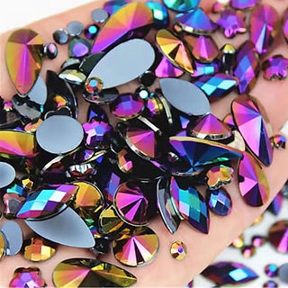Black AB Flatback Gems (1000 Pc)
