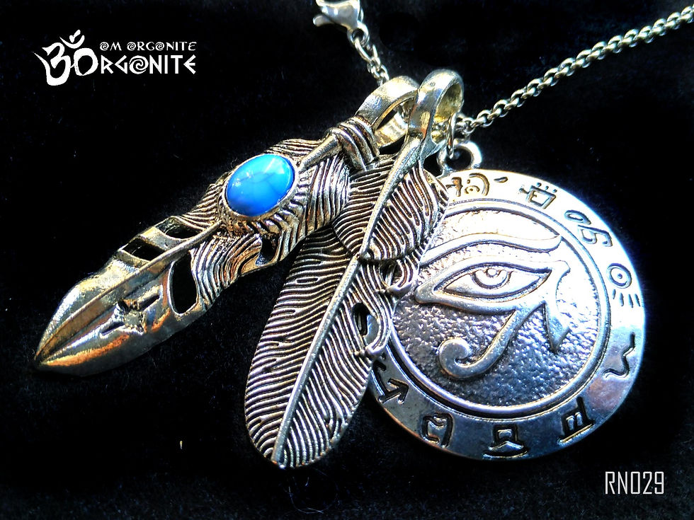 Spiritual Necklace / Eye of Horus / Native American Indians' feathers