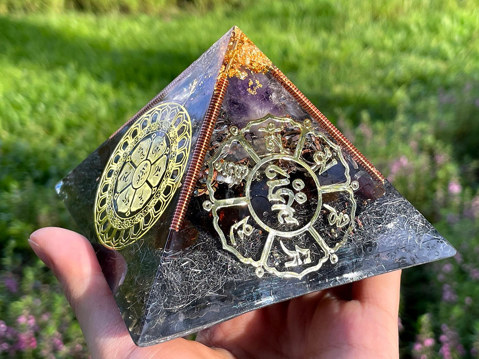 Thumbnail: Om Mani Padme Hum 8-sided Orgonite Pyramid