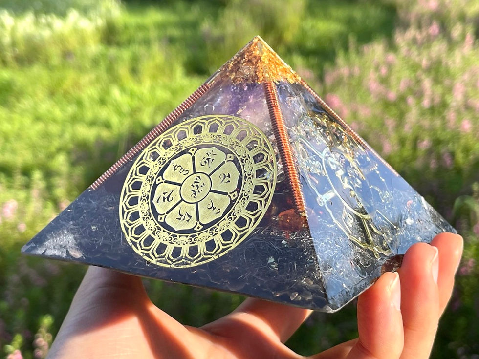 Thumbnail: Om Mani Padme Hum 8-sided Orgonite Pyramid
