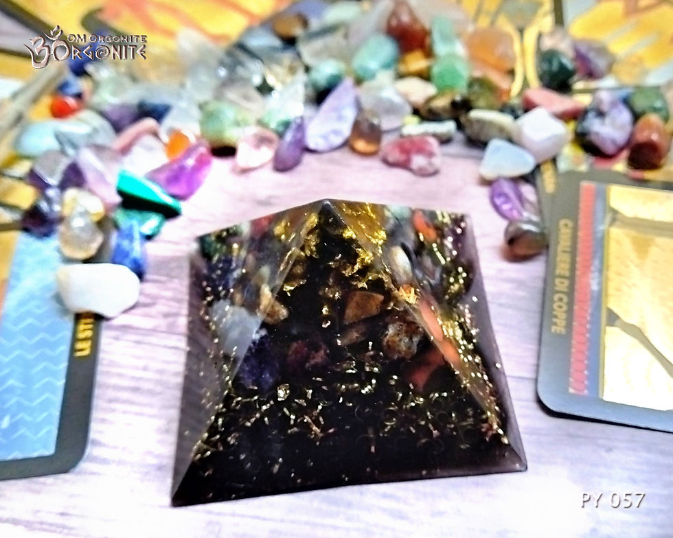 Thumbnail: Shungite Eight-sided Pyramid with 20 Crystals