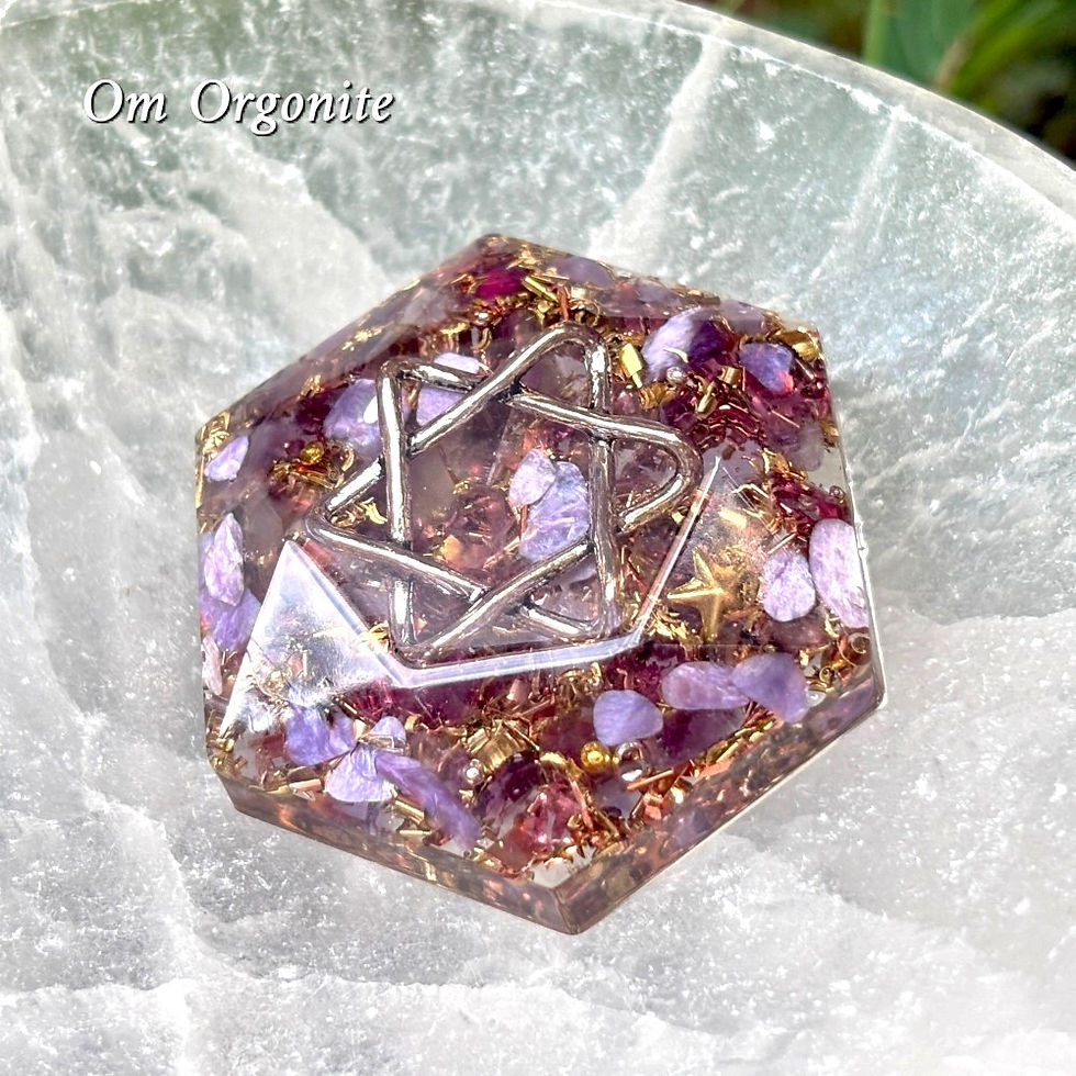 Thumbnail: Star of David Charoite & Amethyst Multi-faceted Orgone Puck
