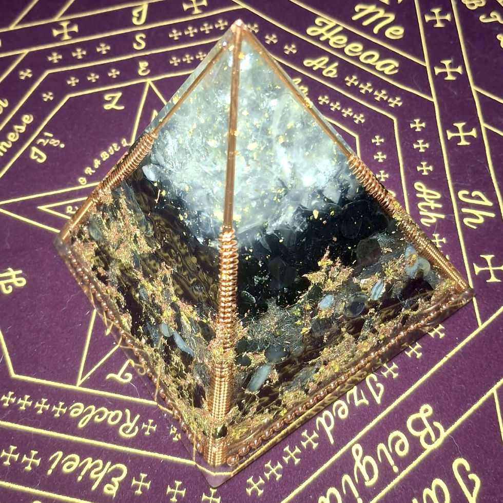 Thumbnail: Orgonite Pyramid with Azeztulite Quartz and Protective Stones