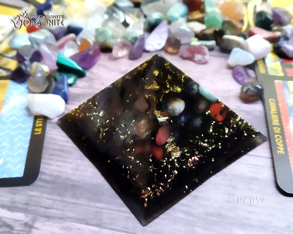 Thumbnail: Shungite Eight-sided Pyramid with 20 Crystals