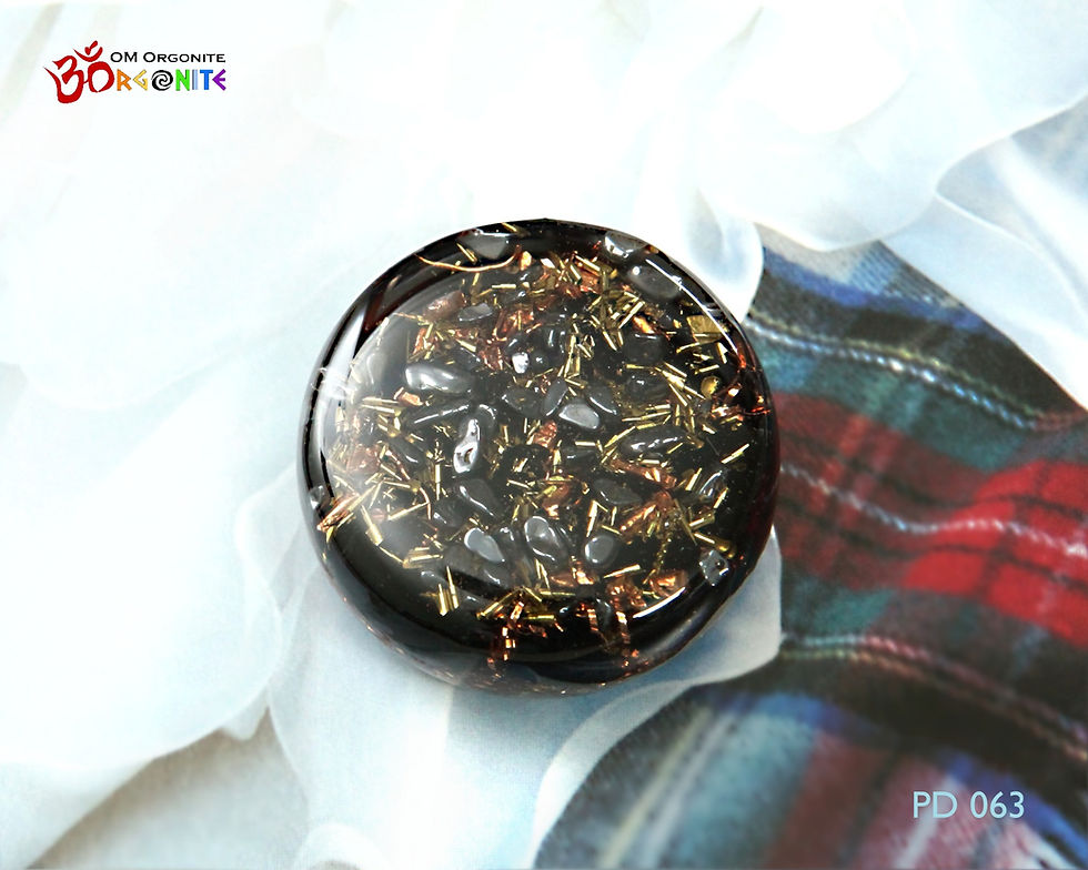 Thumbnail: Orgone Pocket Harmonizer with Om Rose Quartz Black Tourmaline