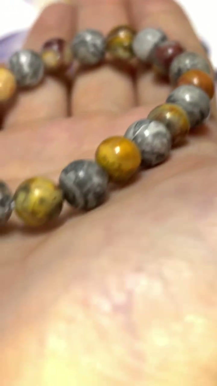 Thumbnail: Crystal Beaded Bracelet with Crazy Lace Agate, Picasso Jasper & Nuummite